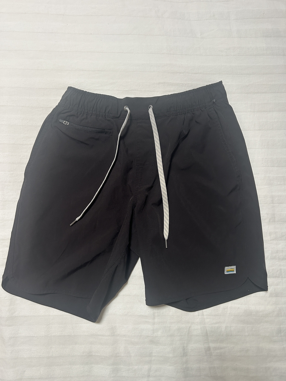 Vuori Black Athletic Shorts with White Drawstring